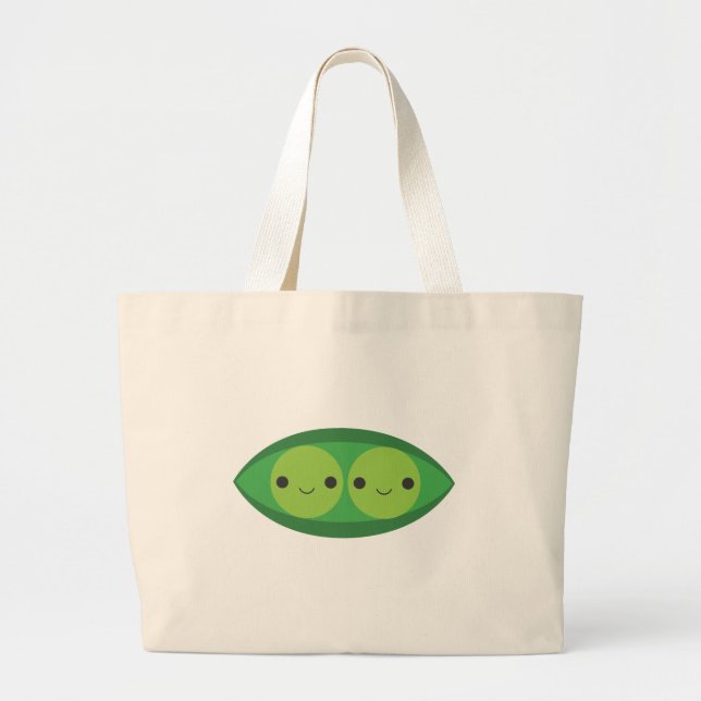 Bolsa Tote Grande Duas ervilhas em um vagem (Frente)
