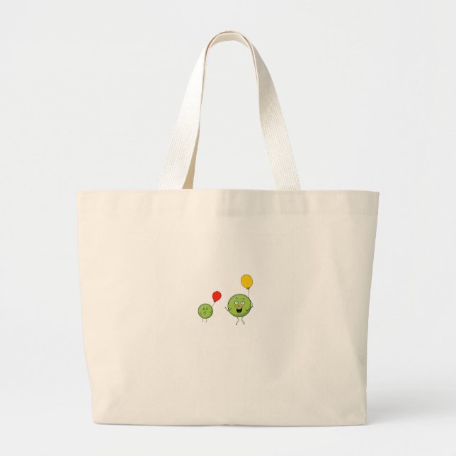 Bolsa Tote Grande Duas ervilhas, tema de ervilha fofa (Frente)