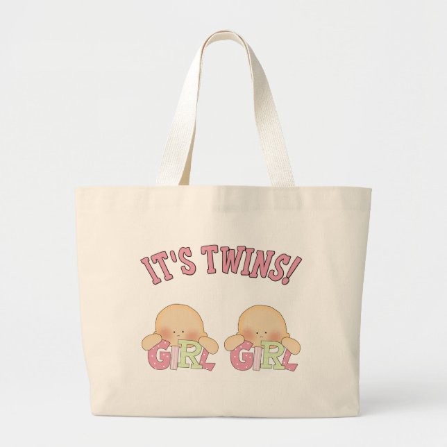 Bolsa Tote Grande É gêmeos! (MENINA DA MENINA) (Frente)