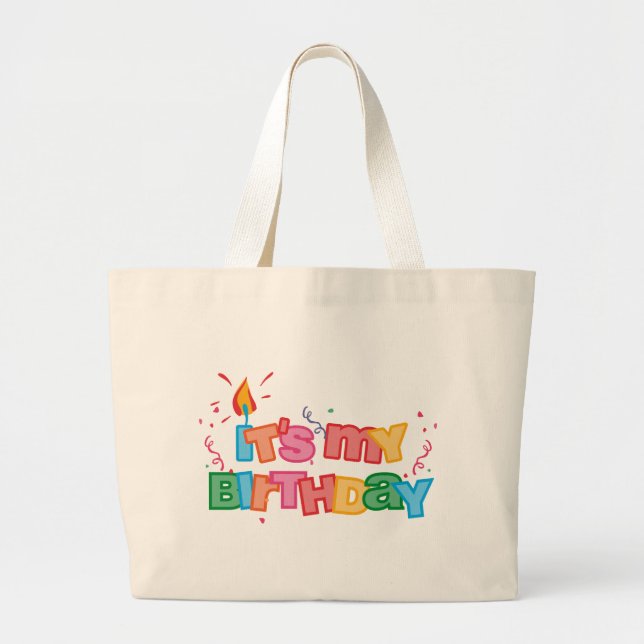 Bolsa Tote Grande É meu saco das letras do aniversário (Frente)