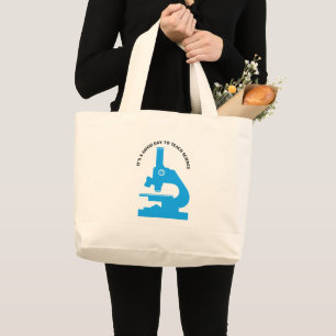 Bolsa Tote Grande É um bom dia para ensinar o azul da ciência