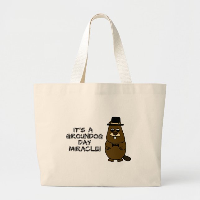 Bolsa Tote Grande É um milagre do Dia da Marmota (Frente)