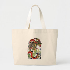 Bolsa Tote Grande Eagle & Snake Japanese Tattoo Design