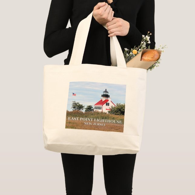 Bolsa Tote Grande East Point Lighthouse, New Jersey Jumbo Tote Bag (Frente (produto))
