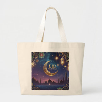 Bolsa Tote Grande Eid al fitr Islamic celebration Gold And navy