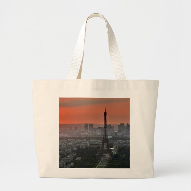 Bolsa Tote Grande Eiffel Tower Paris Europe Viagem (Frente)