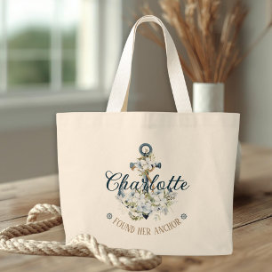Bolsa Tote Grande Ela Encontrou Sua Âncora Noivas Náuticas