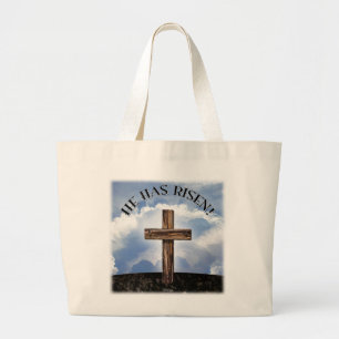 Bolsa Tote Grande Ele Ressuscitou Céu da Cruz Áspera