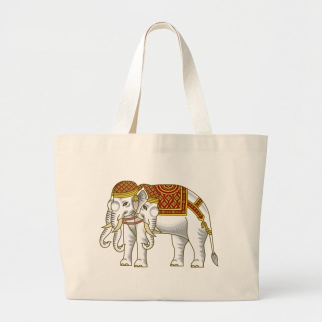 Bolsa Tote Grande Elefante Branco Tailandês Erawan (Frente)