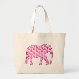 Bolsa Tote Grande Elefante de Paisley - rosa-gelo e fuchsia