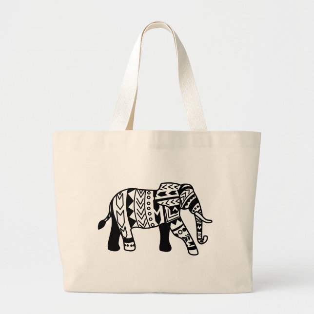 Bolsa Tote Grande Elefante Walking Tribal (Frente)