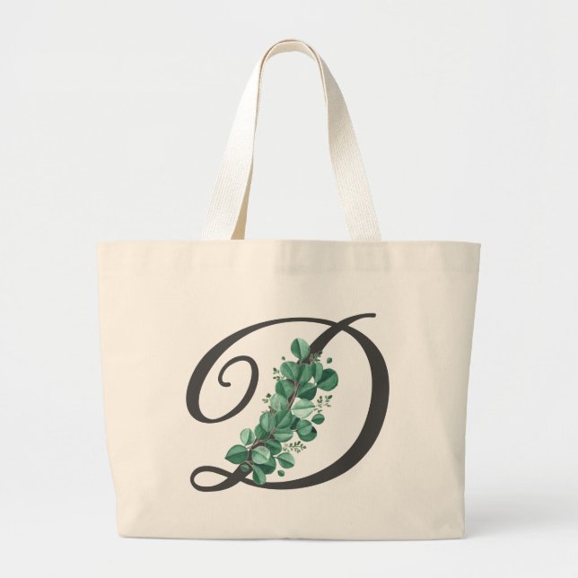 Bolsa Tote Grande Elegante Blush e Borgonha Floral Monograma Inicial (Frente)