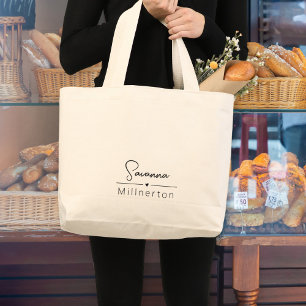 Bolsa Tote Grande Elegante Mínimo Moderno Neutro Monograma
