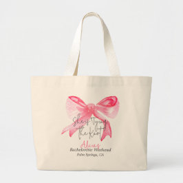 Bolsa Tote Grande Elegante Noivado Laço Rosa Festa de Despedida de S