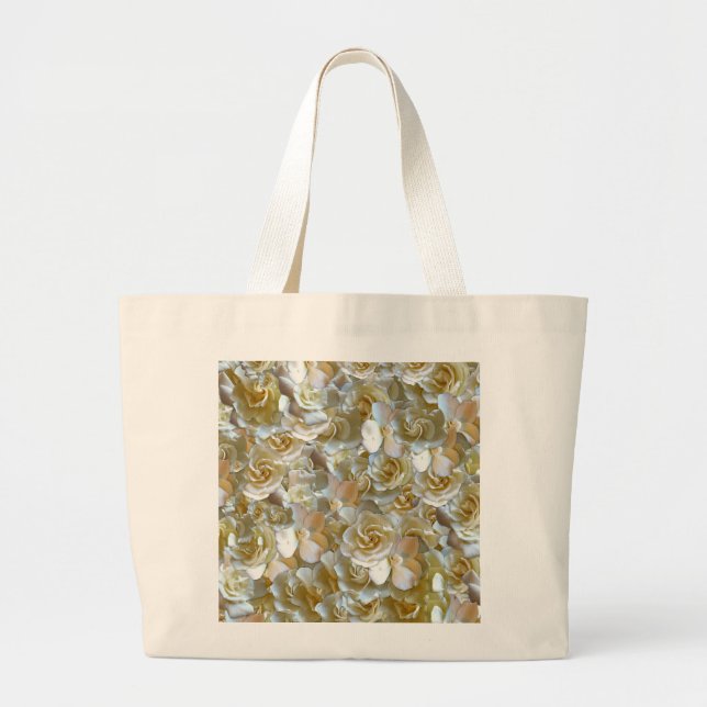 Bolsa Tote Grande Elegante Rosa Floral Padrão Petal (Frente)