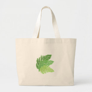 Bolsa Tote Grande Elegantes folhas florestais de samambaia em aquare