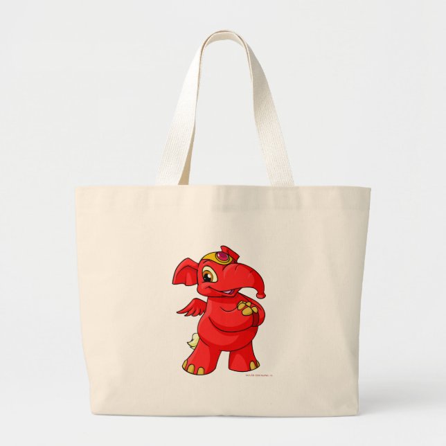 Bolsa Tote Grande Elephante vermelho alegre (Frente)