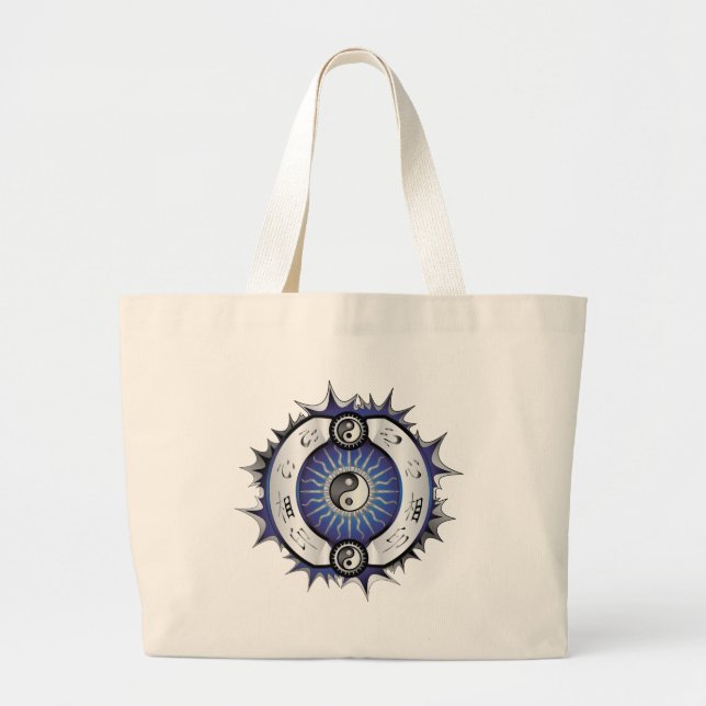 Bolsa Tote Grande Elétrico Blue Yin Yang (Frente)