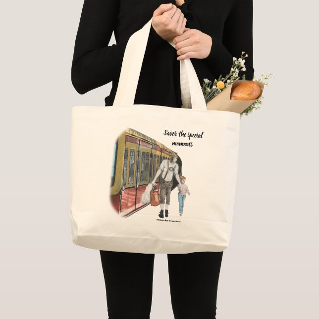Bolsa Tote Grande Elf Berlin Train Trip Fantasy Art Tote Bag (Frente (produto))