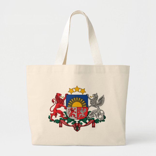 Bolsa Tote Grande emblema de latvia (Frente)