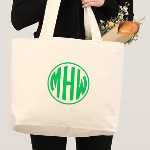 Bolsa Tote Grande Emerald 3 Inicial num Círculo Monograma DIY BG