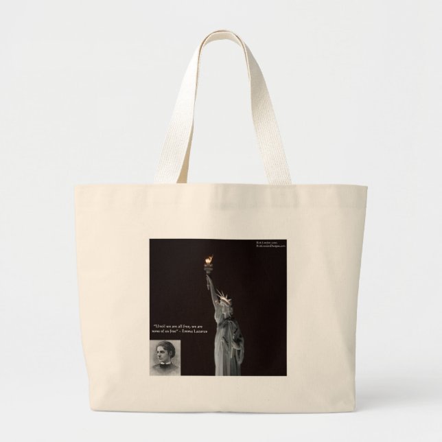 Bolsa Tote Grande Emma Lazarus E Estátua De Presentes E Cartões De L (Frente)