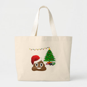 Bolsa Tote Grande emoji do poo do Natal
