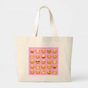 Bolsa Tote Grande emoji rosa pastel