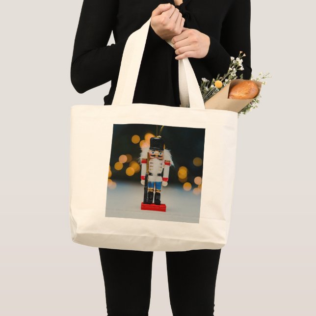 Bolsa Tote Grande Enfeite de Natal clássico quebra-nozes do Slippery (Frente (produto))