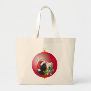 Bolsa Tote Grande Enfeite de Natal Westie Scottie