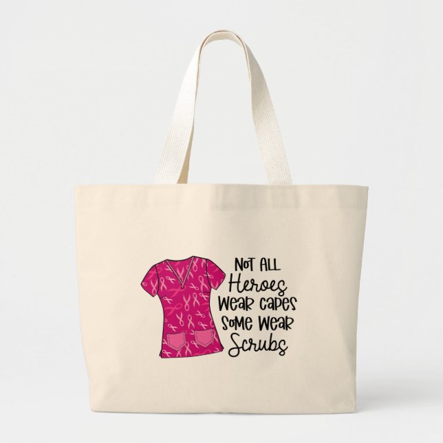 Bolsa Tote Grande Enfermeira Tipografia Moderna - Escrupulos Rosa He (Frente)