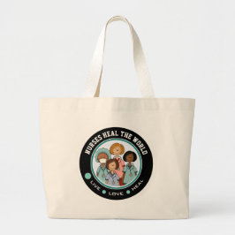 Bolsa Tote Grande Enfermeiras Curam o Mundo. Presente