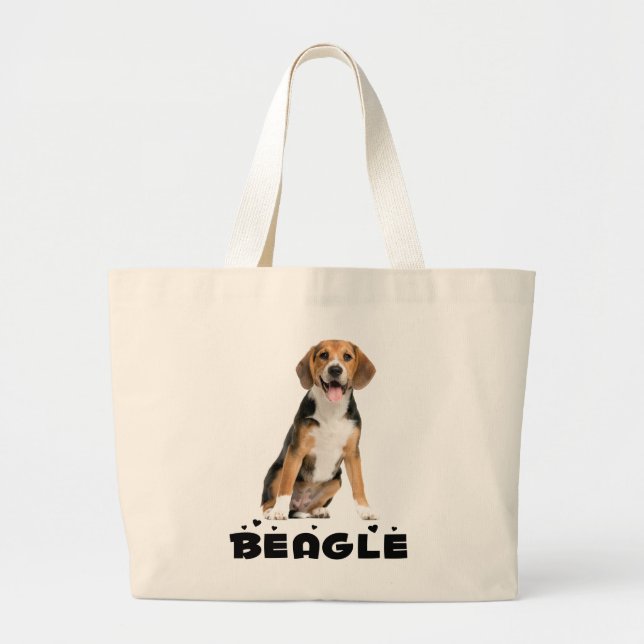 Bolsa Tote Grande Engraçado Beagle Dando Um Cachorro Bonito (Frente)