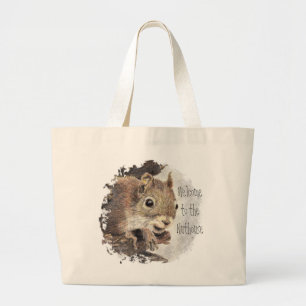 Bolsa Tote Grande Engraçado, bem-vindos ao Nuthouse, Esquilo, Anima