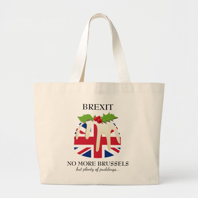 Bolsa Tote Grande Engraçado | BREXIT Bruxelas | Pudim de Natal (Frente)