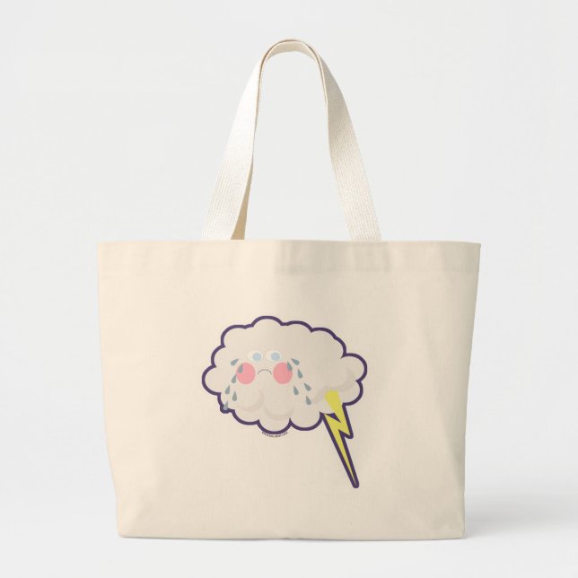 Bolsa Tote Grande Engraçado Emo Kawaii Relâmpago (Frente)