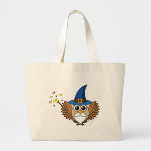 Bolsa Tote Grande Engraçado Merlin, o Cartoon da Coruja Mágica