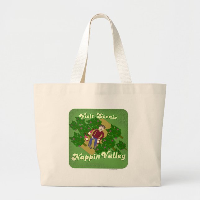 Bolsa Tote Grande Engraçado Nappin Valley Cheeky Viagem Slogan (Frente)