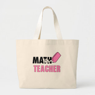 Bolsa Tote Grande Engraçado Professor de Matemática, Borracha Rosa