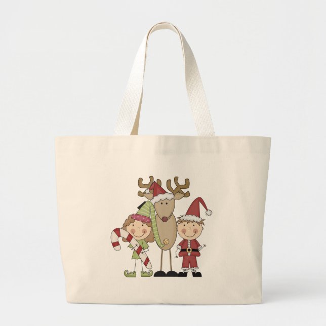 Bolsa Tote Grande Entrevistas com Reindeer e Elves (Frente)