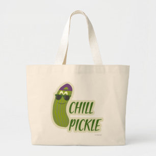 Bolsa Tote Grande Epic Chill Pickle Engraçado Cartoon Veggie Caracte