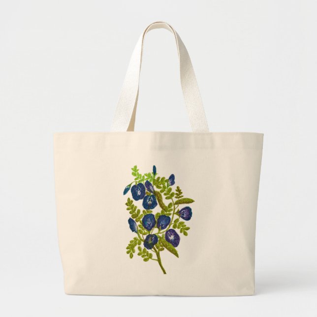 Bolsa Tote Grande ervilha-borboleta azul (Frente)