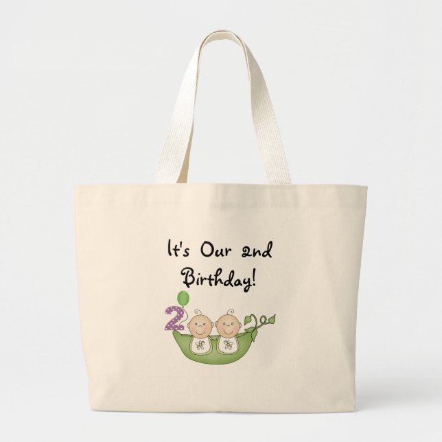 Bolsa Tote Grande Ervilhas gêmeas em camisetas e presentes de segund (Frente)