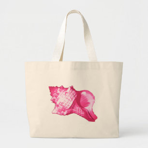 Bolsa Tote Grande Esboço da concha - cor-de-rosa e branco fuchsia