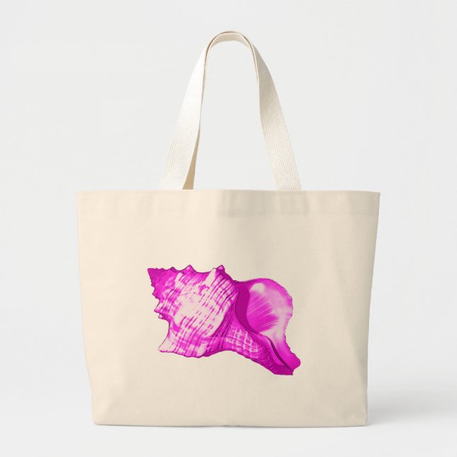 Bolsa Tote Grande Esboço da concha - tons de orquídea e branco (Frente)