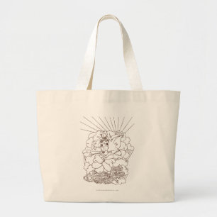 Bolsa Tote Grande Esboço de Tom e de Jerry