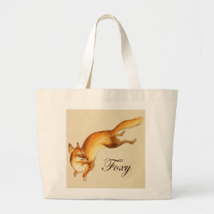Bolsa Tote Grande Esboço japonês - do vintage "Foxy" de uma raposa