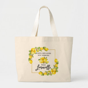 Bolsa Tote Grande Escova Limões de Aquarela Limoncello