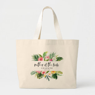 Bolsa Tote Grande Escrita aquarela tropical mãe da noiva