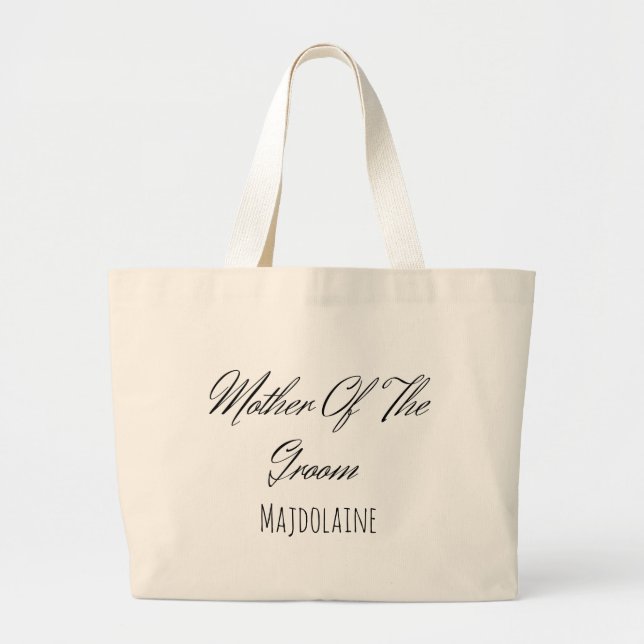 Bolsa Tote Grande Escrita negra mãe do noivo Tote Bag (Frente)